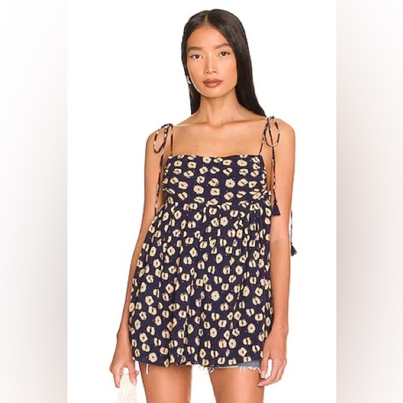 Free People Blue Indigo Combo Molly Floral Tunic S - Picture 4 of 15